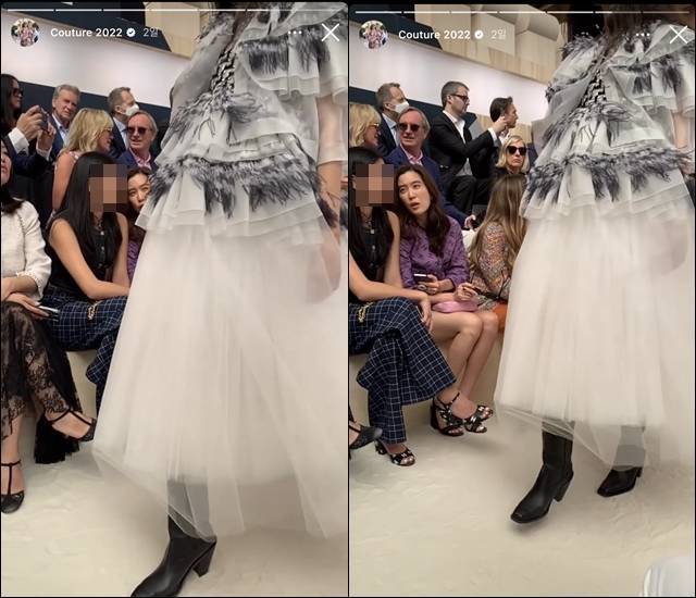 미국 연예 관련 잡지 베니티페어 편집장 라디카 존스가 공개한 샤넬 패션쇼 현장 모습에서 이재용 삼성전자 부회장 자녀 이원주 씨와 임세령 대상그룹 부회장의 모습이 담겼다. /라디카 존스 인스타그램 갈무리