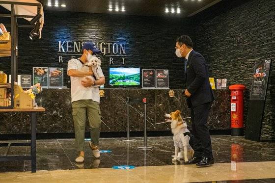 케니의 주업무는 고객 환대 서비스다. 투숙객이 체크인, 체크아웃하는 시간이 맞춰 로비에 나와 고객을 맞는다.