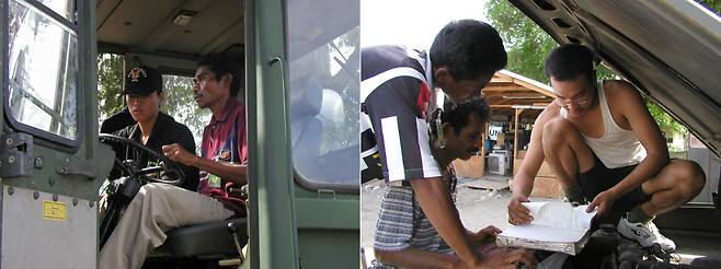 2003년 상록수부대원들이 한국군 철수 이후에도 현지인들의 경제적 자립을 도모하기 위해, 중장비 조작법과 정비 방법을 교육하고 있다. 해당 프로그램을 진두지휘한 지원대장 故 민병조 중령은 정비교육 1기 수료식 하루 전, 순직했다. 상록수부대 7진 제공