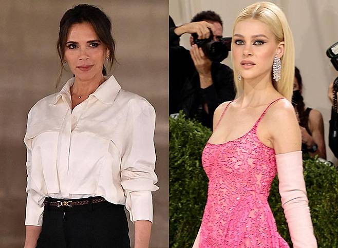 영국 축구스타 데이비드 베컴의 아내 빅토리아 베컴과 그의 '금수저' 출신 배우 며느리 니콜라 펠츠./AFPBBNews=뉴스1