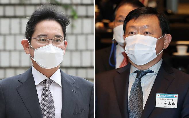 이재용 삼성전자 부회장과 신동빈 롯데그룹 회장. /뉴스1