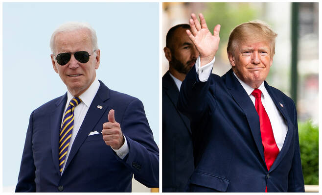조 바이든(왼쪽) 미국 대통령과 도널드 트럼프 전 미국 대통령의 모습. [AP]