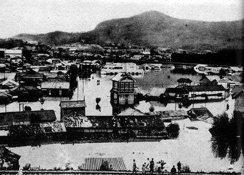 1925년 대홍수로 용산 일대가 침수된 모습.