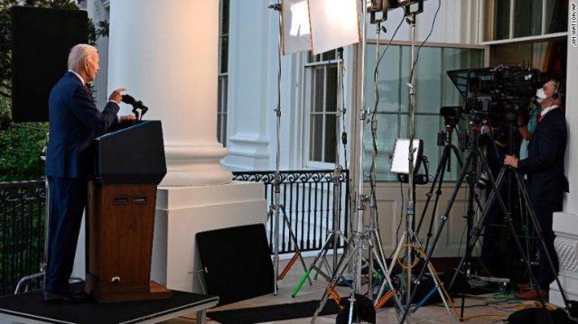 백악관에서 알카에다 수장 아이만 알자와히리 제거 대국민 연설을 하는 조 바이든 대통령. 백악관 홈페이지