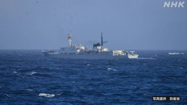 중국 해군 측량함이 15일 가고시마현 주변 일본 영해를 침입했다. (사진출처: NHK 화면 캡처) 2022.09.15