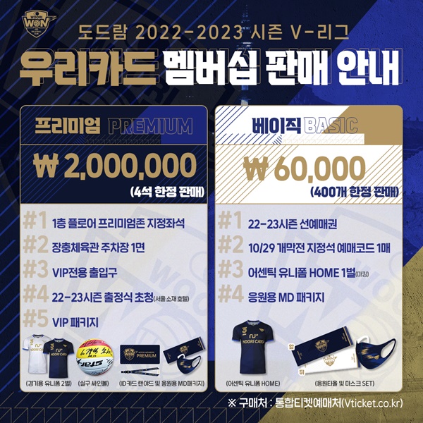 우리카드가 2022-23시즌 Woori Members 상품을 판매한다. 사진=우리카드 배구단 제공