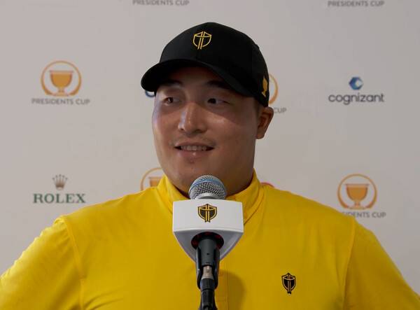2022년 인터내셔널팀과 미국팀의 남자골프 대항전인 '프레지던츠컵' 출전하는 이경훈 프로가 인터뷰하는 모습이다. 사진제공=PGA투어가 제공한 영상 캡처