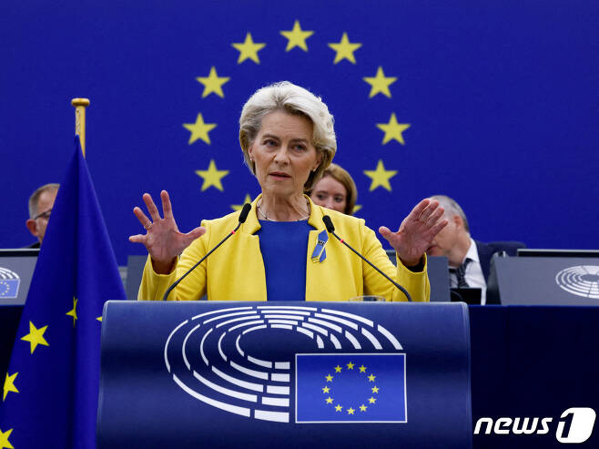 우르줄라 폰데어라이엔 유럽연합(EU) 집행위원장. 2022. 9. 14. ⓒ 로이터=뉴스1 ⓒ News1 최서윤 기자