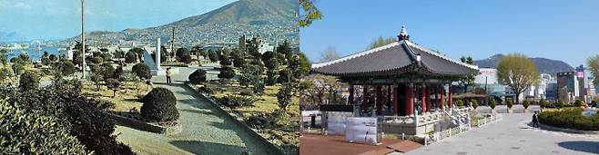 1971년, 2022년 부산 용두산공원. 셀수스협동조합 제공