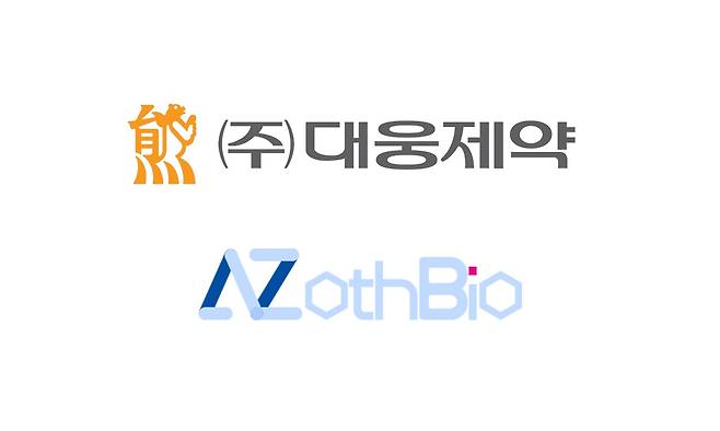 대웅제약(위쪽부터)과 에이조스바이오 CI(기업이미지). /각 업체