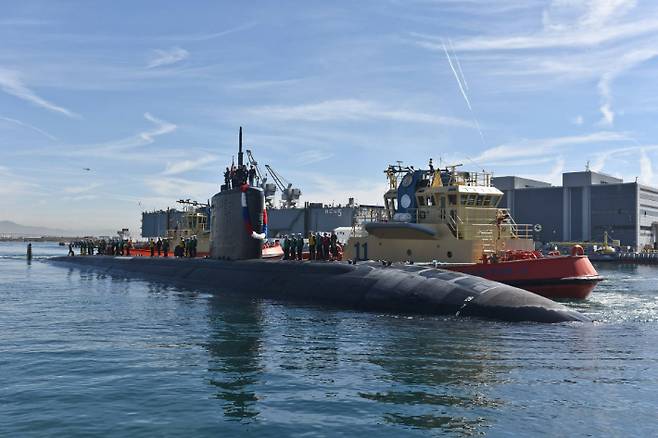 이번 한미일 연합 대잠전 훈련에 참가하는 미 해군의 로스앤젤레스급 원자력 추진 잠수함 아나폴리스함. 미 태평양함대사령부 제공