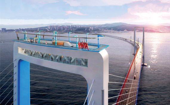 오는 2025년 완공되는 제3연륙교의 해상 전망대와 에지워크 조감도.