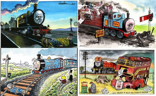 토마스와 친구들'을 활용한 영국 만평 모음. 트위터 캡처