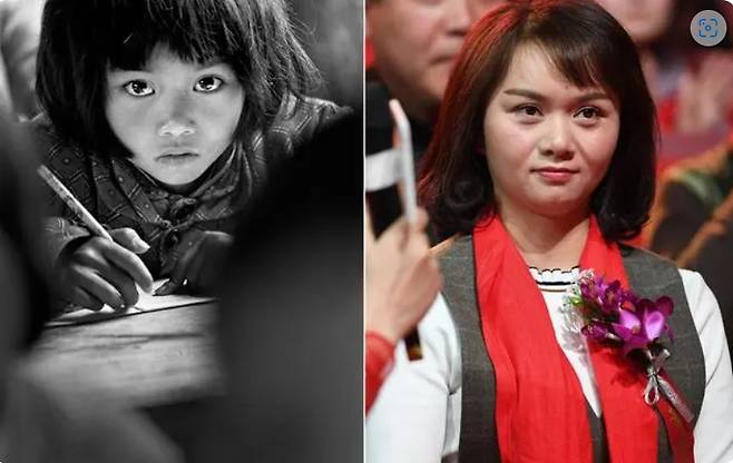 제20차 중국 공산당 당 대회 전면에 등장해 화제가 된 큰 눈망울 사진의 주인공 쑤밍쥐안의 모습. / 출처 웨이보