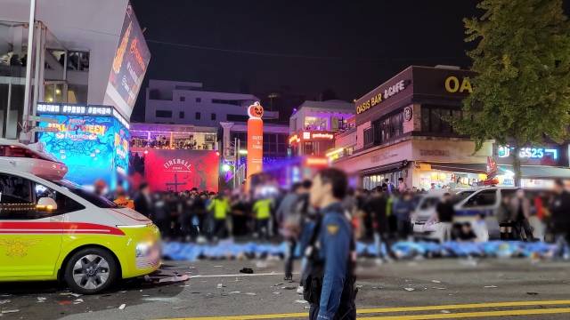 100명 이상 사상자가 발생한 것으로 추정되는 이태원 사고 현장. 양한주 기자