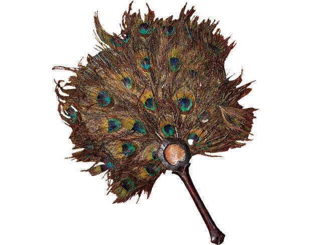 공작선. 조선시대. 공작새의 꽁지깃으로 제조했다..