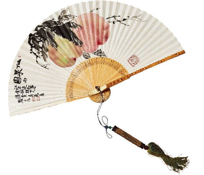 합죽접선(合竹褶扇). 현대. 김영철 화가의 그림을 담은 합죽선. 합죽선엔 대나무 껍질을 양쪽에 붙여 만드는, 한국만의 부채 제작 기술이 쓰였다.