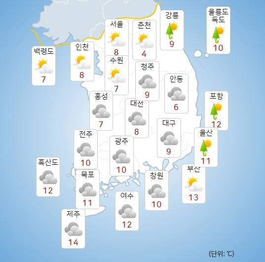 기상청 오늘(22일) 오전 날씨 : 전국날씨,날씨예보