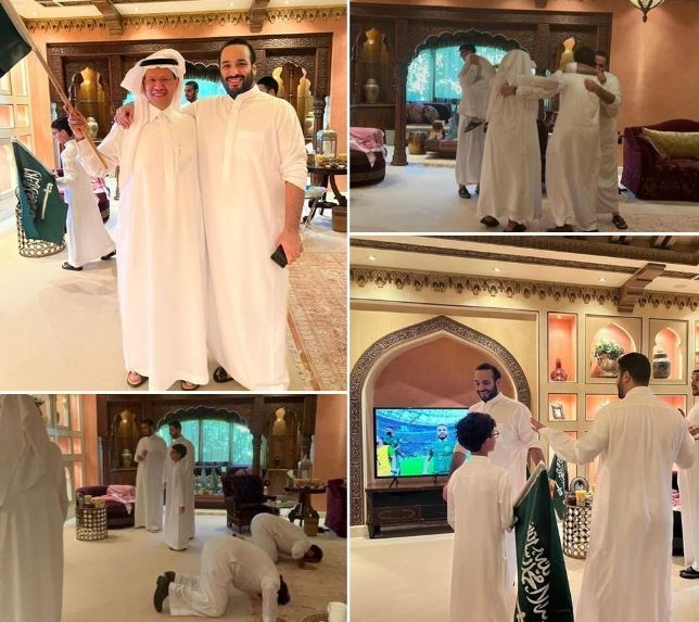빈 살만 사우디 왕세자가 공개한 월드컵 응원 장면 / 사진=연합뉴스