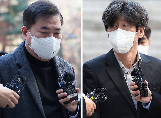 유동규ㆍ남욱, '대장동 의혹' 속행공판 출석 (서울=연합뉴스) 이지은 기자 = 유동규 전 성남도시개발공사 본부장(왼쪽)과 남욱 변호사가 21일 오전 서울 서초구 서울중앙지방법원에서 열린 대장동 개발 사업 로비·특혜 의혹 관련 1심 속행 공판에 출석하고 있다. 2022.11.21 jieunlee@yna.co.kr (끝) 연합뉴스