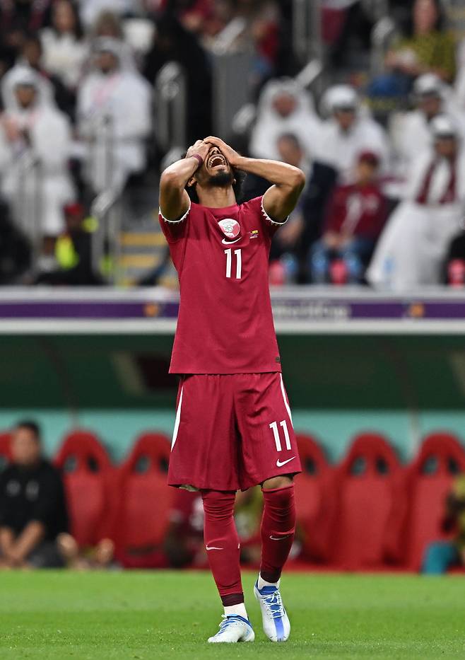 카타르 에이스 스트라이커 아크람 아피프. 도하=AP연합뉴스