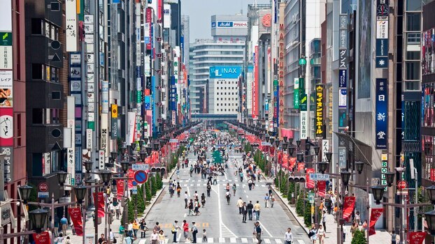 일본 도쿄의 대표적인 번화가인 긴자 거리.