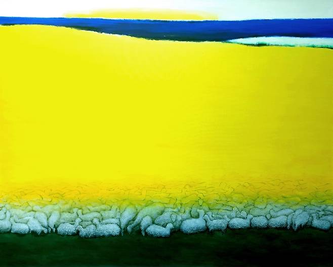 이현, ‘양떼, 아침을 열다’(e le greggi portano l‘alba)(2011) cm162.2 x 130.3 oil on canvas <사진제공=지구와사람>