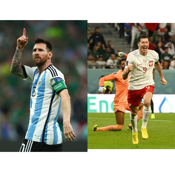 Left, Lionel Messi of Argentina and Robert Lewandowski of Poland [AFP/UPI/YONHAP]