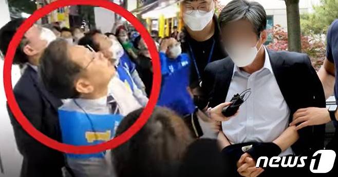 이재명에 치킨뼈그릇 던진 60대