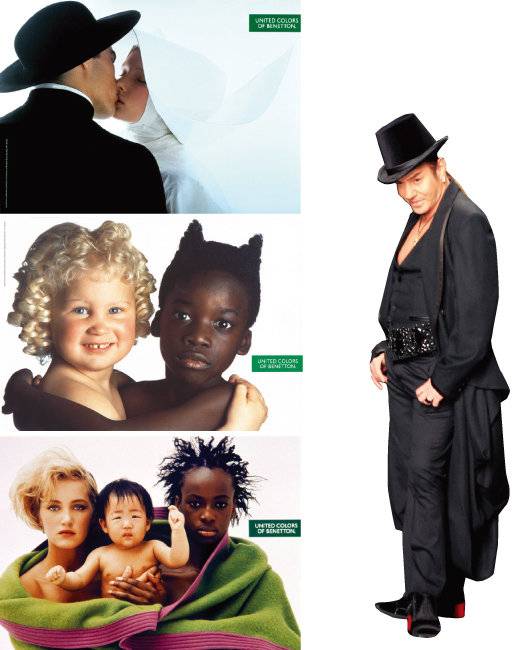 세간에 충격을 던진 베네통 광고. 모두 올리비에로 토스카니의 작품이다(왼쪽).디올의 크리에이티브 디렉터 직을 맡았던 존 갈리아노.