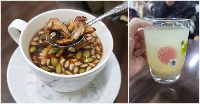 좌측부터 은혜 휴게실 쌍화차와 식혜 / 사진 = 비짓전주(좌), 정윤지 기자(우)