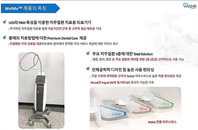 웰스메디텍 웰미. 환자 맞춤형 치과 LED 치료기다. 출처 = 웰스메디텍