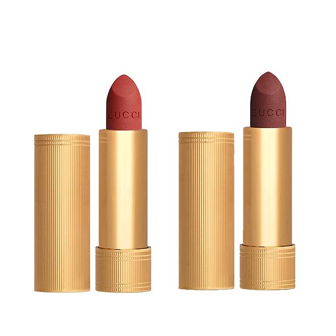 구찌 루즈 아 레브르 매트 립스틱 3.5g 5만 9천원. (왼 217 발레리아 로즈, 오 517 폴린레드)