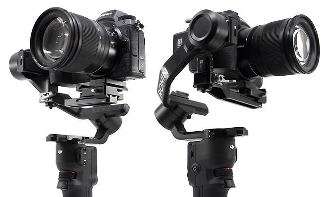 니콘 Z6와 니코르 Z 24-70mm f/4 S를 거치한 예시, 24-70mm f/2.8 렌즈까지 사용할 수 있다. 출처=IT동아
