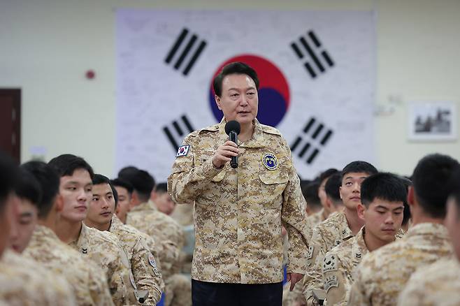 1월15일 윤석열 대통령이 아랍에미리트에 파병된 아크부대를 찾았다.ⓒ연합뉴스