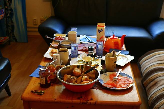 베를린의 호스트 마르틴이 차려준 아침 식사. 조서형 제공