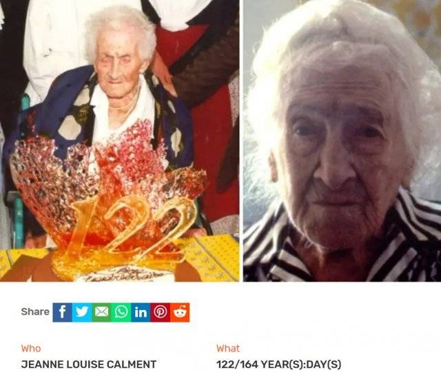 잔 루이즈 칼망. 기네스북 홈페이지 갈무리