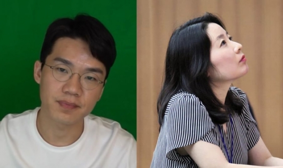 유튜버 김보겸(왼쪽)씨와 윤지선 세종대 초빙교수.  유튜브·페이스북 캡처