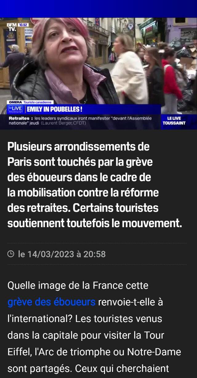 Emily in poubelles(쓰레기통)! / 출처 : BFM 화면 캡처