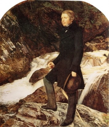 밀레이가 그린 러스킨의 초상화(1853~1854). 자신에게 닥칠 운명을 까맣게 모르는 듯 웃으며 포즈를 취하고 있다. /애슈몰린 박물관 소장