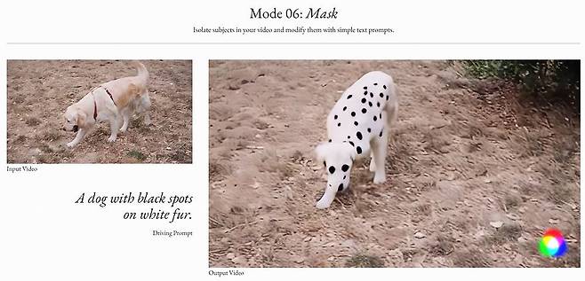 런웨이 GEN-2가 사람이 입력한 문장을 토대로 만든 기존 동영상을 수정한 사례. 출처 = 런웨이 연구 블로그