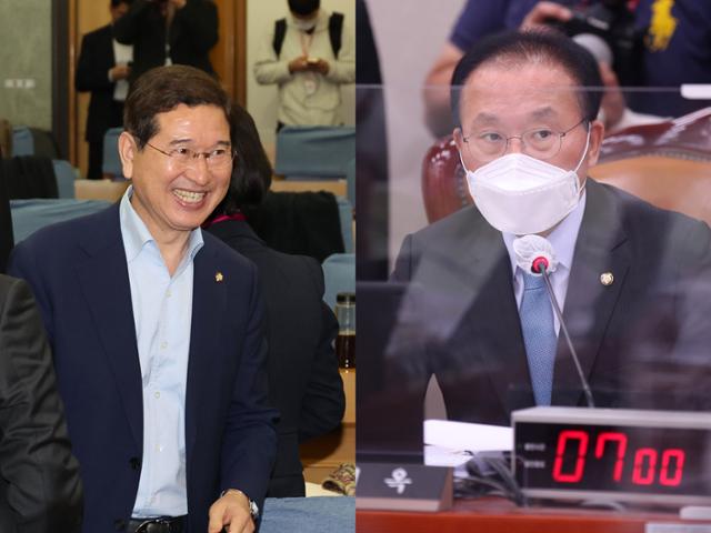 김학용(왼쪽 사진) 의원과 윤재옥 의원. 연합뉴스·한국일보 자료사진