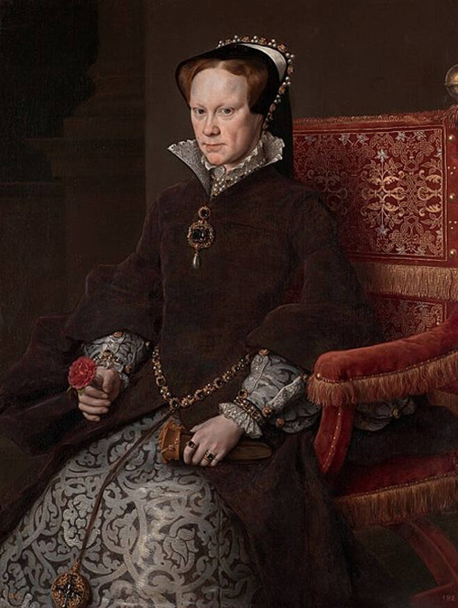 “우리 엄마 폐위시킨 이 따위 종교 다 없애버려”. 네덜란드 화가 안토니스 모르가 그린 매리1세의 초상. 1554년 작품.