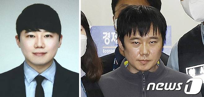 신상공개를 통해 공개된 전주환의 증명사진(왼쪽)과 검찰로 송치될 때 드러난 실제 모습(오른쪽) ⓒ뉴스1 김정현 기자