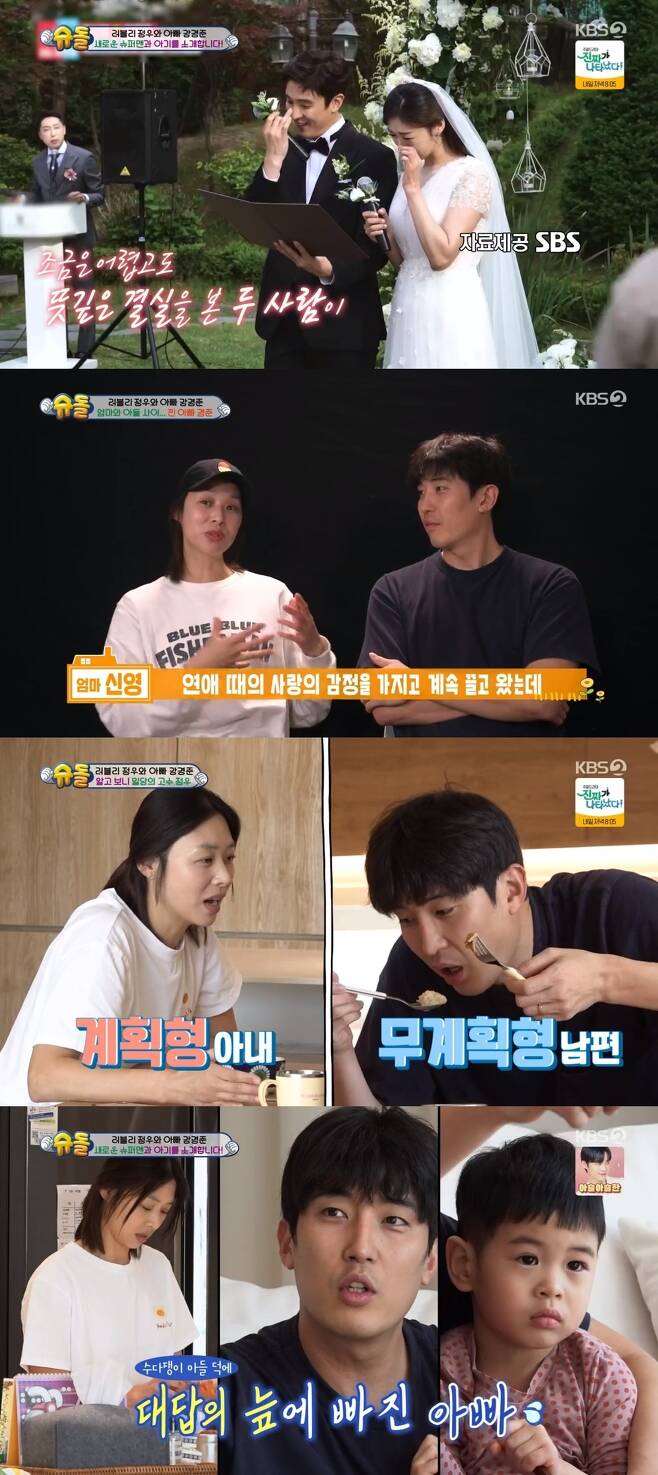 Actor Jang Shin-young, Kang Kyung-joons second son, was released.Kang Kyung-joon and his son, 5-year-old Jung Woo, first appeared on KBS 2TV The Return of Superman broadcast on April 7th.On this day, Kang Kyung-joon commented on the second Jung Woo, Its cute and there is no constant talk. Its from morning to evening. Sometimes I use luxurious words so I want to talk about it.I want to be curious, lovely, hug, kiss, and so cute that I can not do it. Jung Woo said to her mother, Jang Shin-young, You can not go out, I want to see you. Who is Jung Woo?Kang Kyung-joons question, Fathers turn, answered the mother, father, and put up.Jung Woo also ran to Jang Shin-young and baptized Kiss, saying, If you want to watch TV, go to your mother and do Kiss ten times.Jang Shin-young accepted his sons Kiss baptism, but was surprised by his husband Kang Kyung-joons surprise Kiss, What?Jang Shin-young said, Before Jung Woo was born (with Kang Kyung-joon), he was good at holding hands, had a lot of skinship, and really loved.I have been dragging my feelings of love in love, and as the child has been born, the love has gone to the child. The second was born and informed me that the skinship between parents and children has increased more than the skinship of the couple.On the other hand, Jang Shin-young and Kang Kyung-joon had opposite parenting styles.Kang Kyung-joon, on the other hand, said, Im always child-oriented. Its a way of doing what the child wants when he wants.