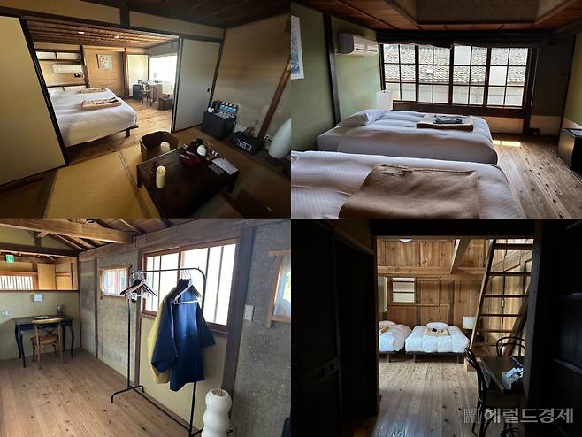 지난달 15일 찾은 일본 효고현 단바사사야마시 니시마치 거리에 있는 주식회사NOTE가 개발한 고민가 호텔 객실 내부 모습. 신혜원 기자