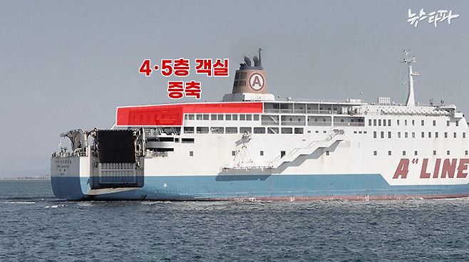 ▲ 청해진해운이 증축하기로 한 나미노우에호의 4,5층 객실