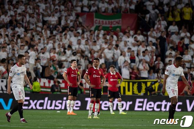 UEFA 유로파리그 준결승 진출이 무산된 맨체스터 유나이티드. ⓒ AFP=뉴스1