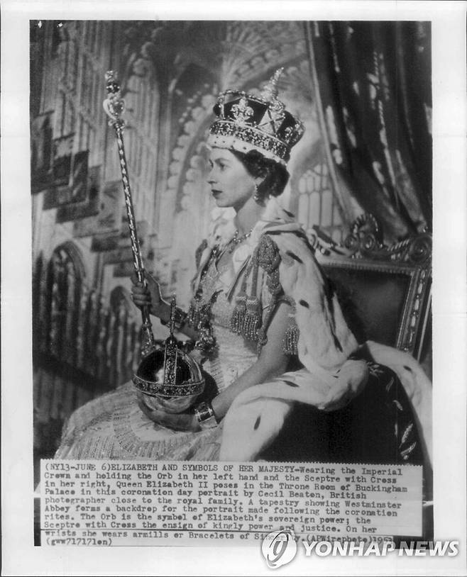 1953년 엘리자베스 2세 여왕 대관식 [AP 연합뉴스 자료사진. 재판매 및 DB 금지]