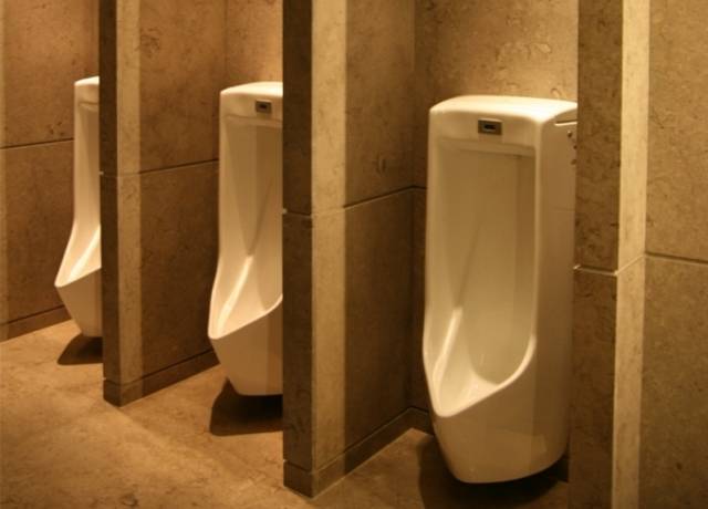 22일 남성 불법촬영 사건이 벌어진 서울 한 특급호텔의 남자 화장실. 'HDC 현대큐비클' 블로그 캡처